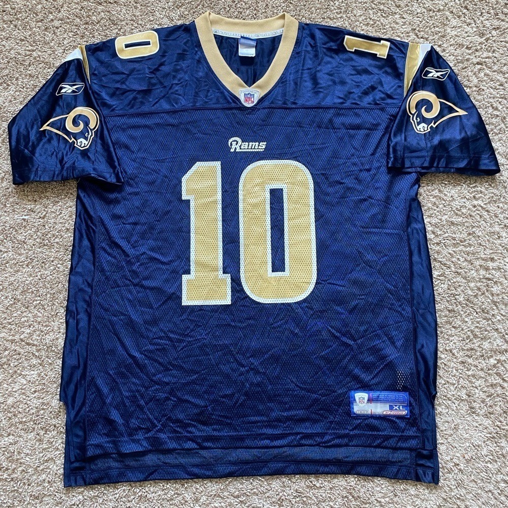 Vintage St. Louis Rams Marc Bugler #10 Reebok NFL On Field Jersey Men's‎ Size XL